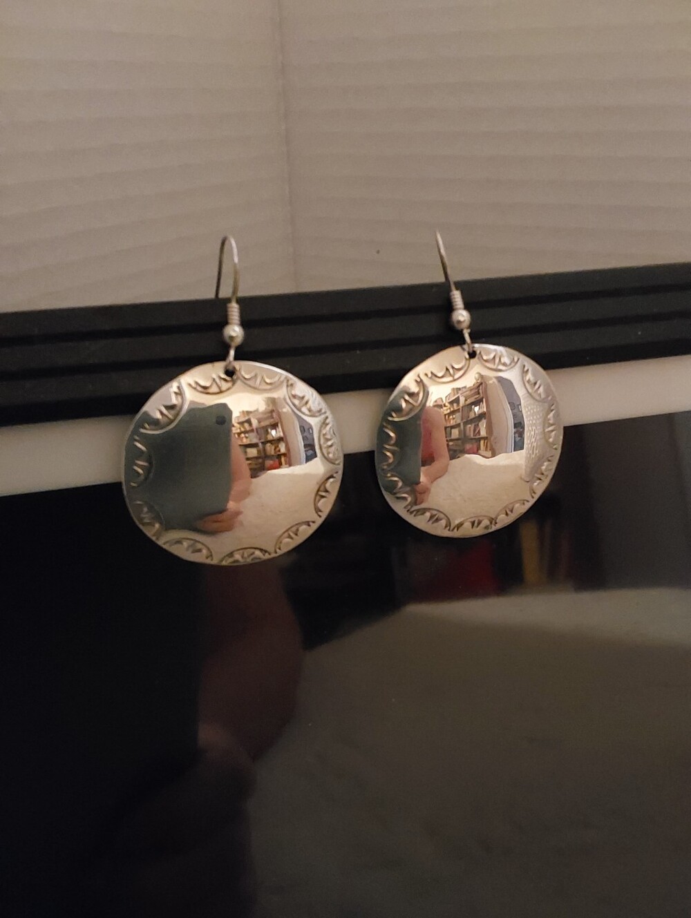🌺 NEW Sterling Silver Hand Crafted Indian Design Engraved Dangle Earrings